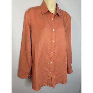 Chloe Kristyn Erin Collared Button Down Blouse Top Peach Women's S Relax